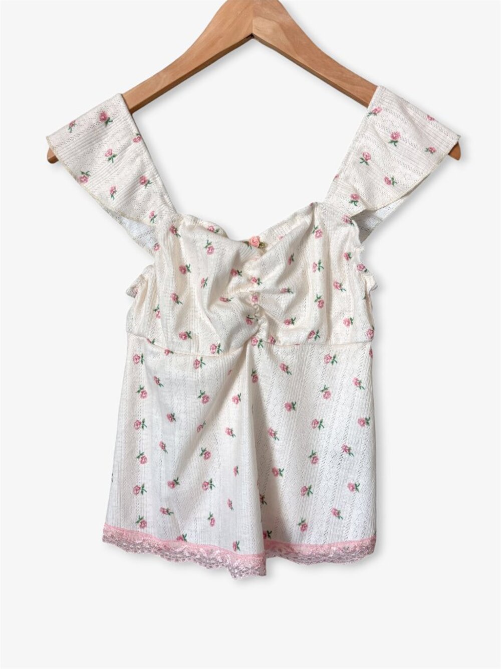ROMWE Coquette Ditsy Floral Lace Babydoll Top Dollette Womens Size Extra Small